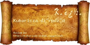 Kukoricza Árpád névjegykártya